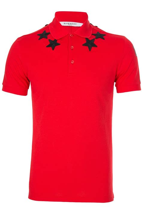 givenchy red stars polo|Givenchy star sleeve polo shirts.